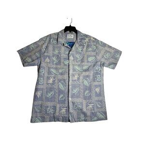 Vintage Rai Nani Blue Floral Boat Short Sleeve Hawaiian Shirt Mens XL